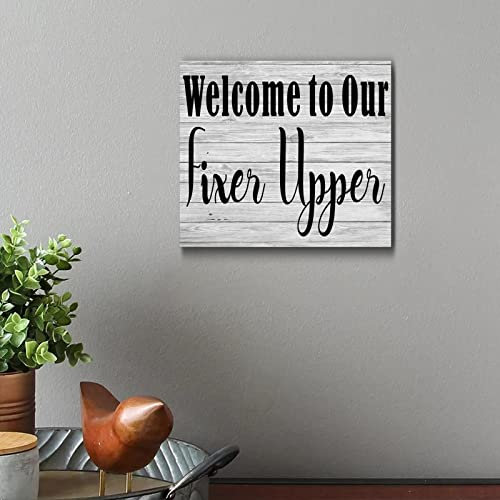 Holzschild mit Spruch und Zitaten, individuelles Holzschild, 30,5 x 30,5 cm, Aufschrift Welcome to Our Fixer, rustikales Bauernhaus, Heimdekoration, dekoratives Holzschild, Veranda, Tür, Wand
