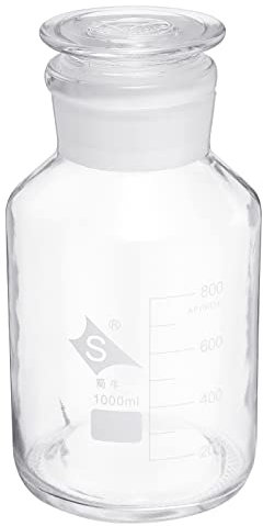 PATIKIL 1000mL Reagent Media Bottle, 1Pcs Round Graduated Glass Storage Bottle with Clear Cap for Chemistry Lab Universities Home, Clear