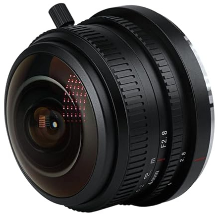 7artisans 4 mm F2.8 Fischaugen-Kameraobjektiv, Ultra-Weitwinkel, manueller Fokus, Prime für Fuji Fujifilm FX-Mount APS-C spiegellose Kameras
