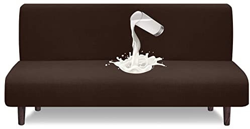 Granbest wasserdichte Armlose Futon Abdeckung, Hoher Stretch Futon Schutz für Faltendes Schlafsofa Anti-Rutsch Sofabezug ohne Armlehne (Schokolade)
