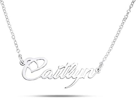 ZNA Jewels Personalised Name Necklace for Women - Customised Sterling Silver Dainty Heart Pendant, Elegant Jewellery Ideal for Birthday, Gifts for Women, Girls & Teens (925 Sterling Silver)