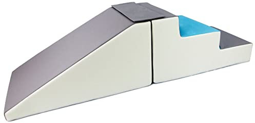 Lot de 2 Grands Blocs en Mousse: Toboggan et escaliers pour crèches (Couleur: Blanc, Bleu Clair, Gris)