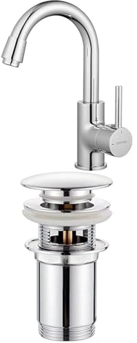 GRIFEMA Edelstahl Waschbeckenarmatur mit Ablaufgarnitur