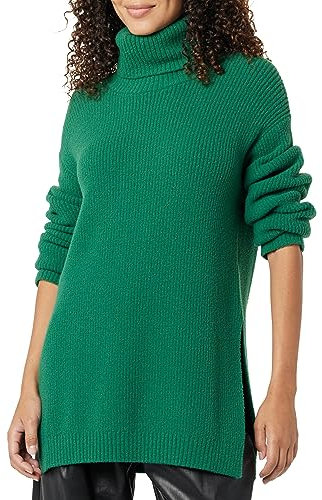 The Drop Maglione a Collo Alto Grayson, Spalla a Goccia, Ultra Morbido da Donna, Verde Malachite, XS