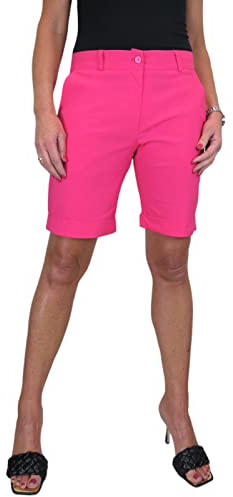 icecoolfashion Womens Above Knee Straight Leg Shorts Hot Pink 8-22 (14)