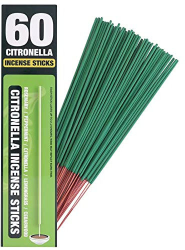 Citronella-Räucherstäbchen, 60 Stück pro Box – Citronella-Räucherstäbchen für den Außenbereich, Camping, Terrasse, Wandern usw