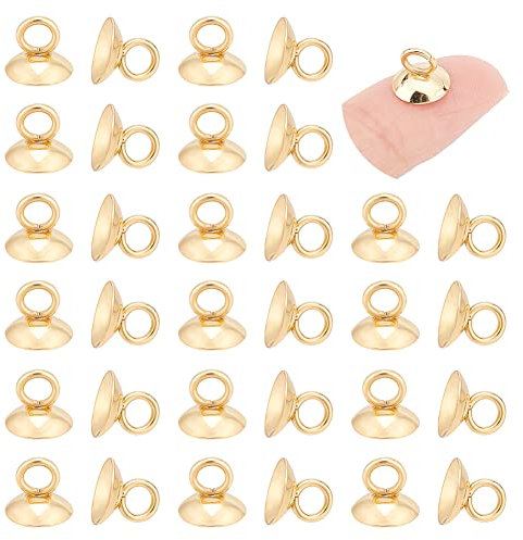 UNICRAFTALE 100 Stück 8 mm Lang 304 Edelstahl Perlenkappen Anhängerschlaufen Goldene Pinchs Baumeln Charm Perlenkugel Endkappe Für Kugelglas Blasenabdeckung Anhänger Herstellung von Löchern 3 mm