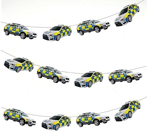 AK Giftshop Police Car Bunting Party Decorations - 12pcs / 2.5m Ribbon