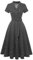 Wedtrend Robe vintage à manches courtes pour femme, robe de cocktail, de fête, de travail, d'église, décontractée, Petit pois noirs et blancs, XX-Large