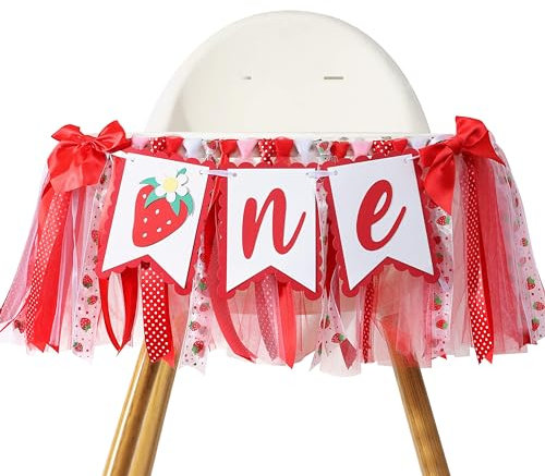 Strawberry One Hochstuhl Banner - Erster Geburtstag Dekorationen, Sweet One Hochstuhl Dekorationen, Berry 1. Geburtstag Foto Requisite