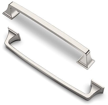 FURNIWARE Pack of 5 Cabinet Handles,Brushed Nickel Hardware Drawer Pulls,Zinc Alloy Kitchen Cabinet Door Handles Pull-160mm(6.3 Inch) Hole Center
