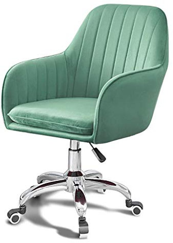 Guyifuny Samt-Freizeitstuhl mit Lordosenstütze, moderner drehbarer Schreibtischstuhl mit Untergestell, ergonomischer Bürostuhl für Wohnzimmer, Schlafzimmer, Büro, Waschtisch, Arbeitszimmer, Grün