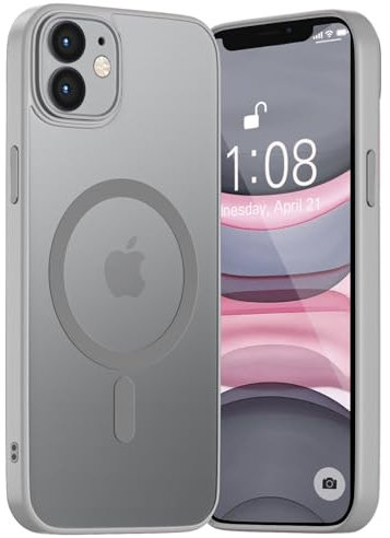 Andwing für iPhone 11 Hülle Magnetisch [Kompatibel mit MagSafe] Matt Anti-Fingerprint Schutzhülle – Stoßfest Militärstandard (MIL-STD-810G), Ultradünn & rutschfest für iPhone 11-Grau