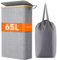 Lifewit 65L Slim Laundry Hamper with Lid, Narrow Laundry Basket with Removable Bag & Bamboo Handles, Fodable Thin Dirty Clothes Hamper for Laundry Collapsible Bin for Bathroom Bedroom Dorm, Gray