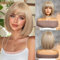 Esmee Kurze Gerade Gemischt Blonde Bob Perücken mit Pony Schulter Länge Perücke Synthetische Cosplay Perücken für Frauen