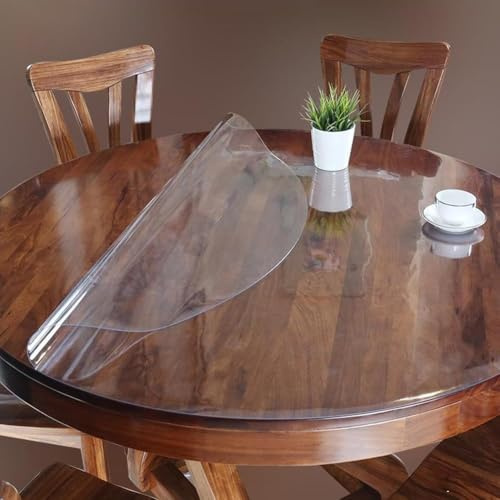 Round Clear Plastic Dining Table Protector Transparent Desk Pad,Tablecloth Protector for Dining Room Table & Office,Waterproof Table Cover (150cm)