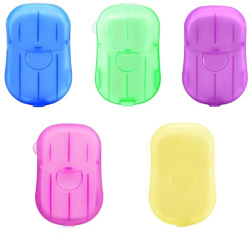 RDNKVB 5 Kartons Seifenblätter Einweg Papier Seife Tragbar Mini Seifenblättchen Einweg Papierseife Paper Soap für Unterwegs Reisen Camping zum Waschen im Freien