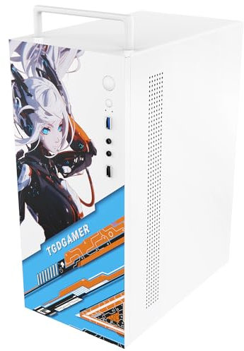 Micro ATX PC Case with 1x 80mm PC Case Fan, Support MATX, Mini-ITX, Micro ATX case Slim with Handle/ USB3.0x1, USB2.0X1, I/O Port, White
