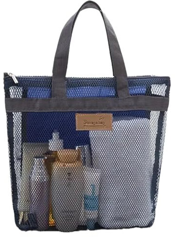 Mesh Shower Caddy Bag, Quick Dry Portable Tote Bag With Inner Pocket, Lightweight Bath Toiletries Organizer for College Dorm Bathroom, Travel, Camping, Swimming, Gym, Beach, Travel, Grey