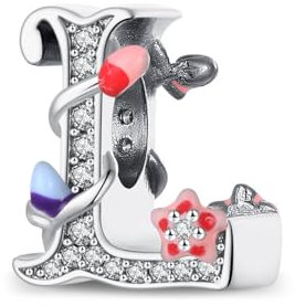 Jokmeo Charms Anhänger 925 Sterling Silber A-Z Buchstaben Kompatibel mit Pandora Europäische Armbänder Halskette für Mädchen Schmuck Geschenkoption