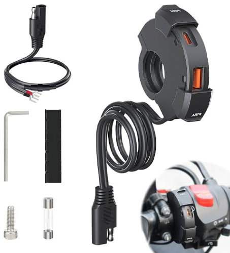 ZOYDP USB Steckdose Motorrad 12V, USB Motorrad Steckdose Wasserdicht IP65, 48W QC3.0 und PD Type-C, Dual Ladebuchse, für Motorrad, 12V-24V