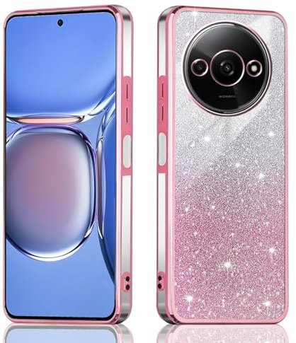 JNERBUYI Cover Protettiva per Xiaomi Redmi A3, Custodia per Telefono Antiurto, Guscio Elettrolitico Squisito, Cover Bumper Glitterata per Ragazze. Rosa