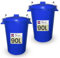 Neat. 90L Bin Coloured Large Plastic Bins, Heavy Duty Kitchen Bin with Metal Handle Dustbin with Lid For Easy Refusal Garden Bin Indoor Outdoor Rubbish Waste, Storage of Animal Feed, Dark Blue-2Pack