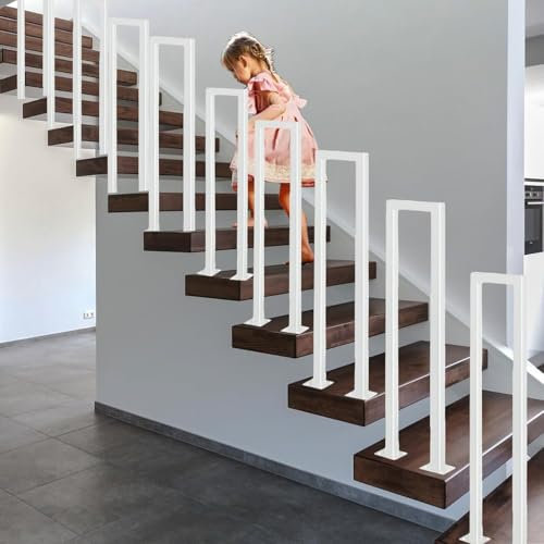U-förmige Geländer Treppe, Treppengeländer Innen, Treppengeländer Außen, Handlauf Treppe U Form, Geländer Treppe Treppenhandlauf für Balkone Flure Wohnungen Villen (U-Weiß, 75CM)