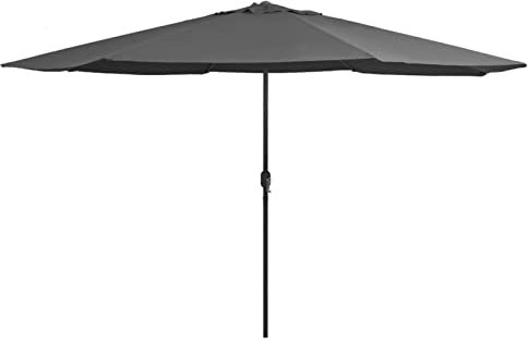 Homgoday Sombrilla, sombrilla de exterior con poste de metal de 400 cm antracita, sombrillas, sombrilla de jardín, sombrillas de exterior, sombrilla de playa, sombrilla de terraza a prueba de viento
