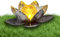 Tuzsocr Solar Lotus Laterne, Lotusblüte Solarlampe für außen, Kugel Crackle-Glas Garten Strahler, für Außen Terassendeko LED Solarleuchten Wasserdicht Metall Solarlaterne für Außen, 20cm (Grau)