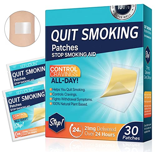 Step 1 Quit Smoking Patches, 21mg Stop Smoking Aids Patches, Helping Quit Patch, Easy & Effective Anti-Stickers, 30 Count Quit Smoking Stickers that Work with 2 Weeks, Anti-Stickers