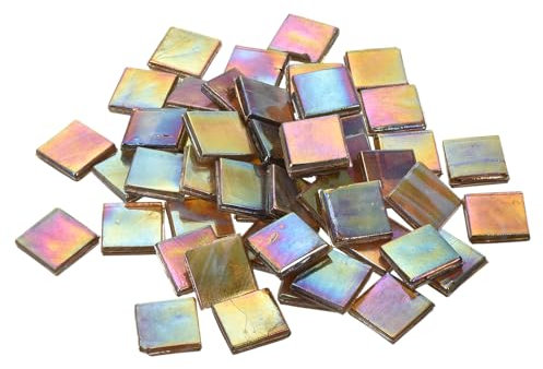 QUARKZMAN Mosaikfliesen, Glasmosaik Mosaiksteine zum Basteln Mini Mosaikfliese DIY Hobbys Handgemachter Kristall Freier Handwerksmaterial Kreativität (Cremefarbene Packung mit 50)