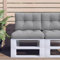 Homgoday Palettenkissen 2-TLG. Palettenpolster Gartenkissen Pallettensitzkissen Palettenauflage Sitzkissen Rückenkissen für Palettensofa Palettenmöbel Gartenmöbel Grau Stoff 60x60x12 cm