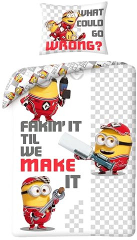 Halantex Bettwäsche-Set Minions We Make It Ich - Einfach unverbesserlich 4 - Bettbezug 140 x 200 cm mit Kissenbezug 70 x 90 cm - 100 % Polyester mehrfarbig