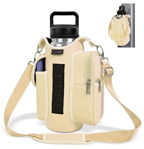 icolor Magnetic Gym Bag Water Bottle Carrier Holder with Phone Pockets & Shoulder Strap,5 Built-in Magnets Gym Bottle Pouch Sleeve,Magnetic Bag Gym Accessories Organizer for Men Women