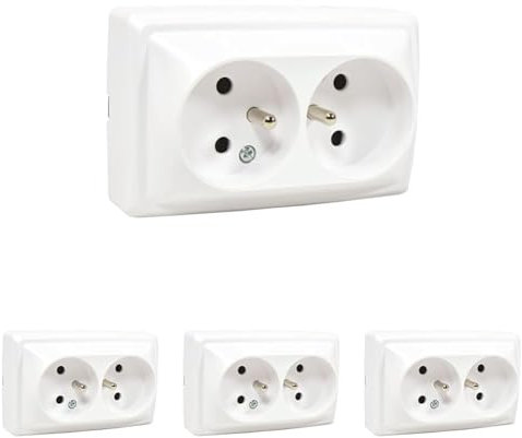 GEFOM Double Prise 16A + Terre en Saillie (Lot de 4)