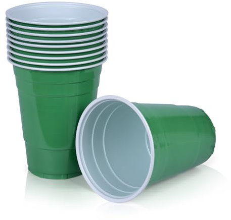 Green 16oz Party Cups | American Style Plastic Party Cups | Pack of 50 Party Cups | Birthday | BBQ | Party | Picnic | Wedding (Green)