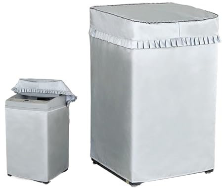 Waschmaschinen Deckel für Front Belastung Für Toplader Wasserdicht Waschmaschinenabdeckung Staubdicht Schutzbezug Sonnenschutz Schutzabdeckung alterungsbeständig (Silber,L(56×60×93))