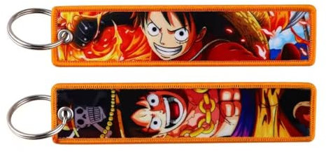 Distrigeek Porte-clés Luffy en tissu brodé double face porte-clés manga anime pour homme ou femme idée cadeau pour fan de manga shonen pour clés de voiture maison décoration de sac