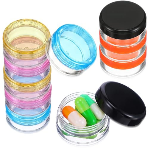 Dimeho Kleine Pillendose, 10 Stück Reise Pillenbehälter, Tragbarer Täglicher Mini-Pillendose, BPA-frei Medikamenten-Aufbewahrungsbehälter für Handtasche Aktentasche(12 Farben)