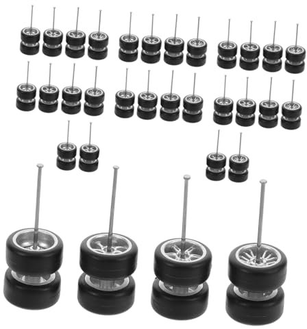 Supvox 32 Stück Leichtmetallfelgen Im Maßstab 1/64, Gummireifen Und Naben, Präzise, ​​realistische Anzeige, Abnehmbar Für Reifen- Und Nabenwechsel, Modifikationsstil, Spielzeugautoteile