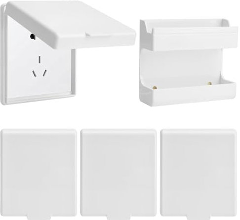 APOMOONS 4 Cache Prise Bébé & Support Mural pour Téléphone,Cache Prise Electrique Couvercles de protection d'interrupteur pour salles de bains et cuisines