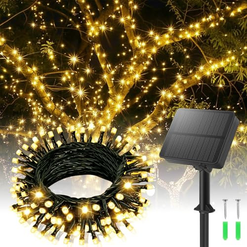 YIFMOO Solar Lichterkette Aussen, 8M 80LED Solar Lichterkette Außen mit 8 Modi, IP65 Wasserdicht Solarlichterkette Außen Wetterfest, Warmweiß Solar Lichterkette für Balkon Garten Party Terrasse Deko