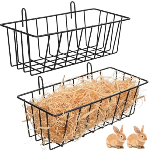 GALPADA Kaninchen Heuraufe 2 Stück Hängender Heu Futterspender Aus Metall Für Meerschweinchen Hamster Und Andere Kleintiere Faltbar Leicht Für Käfig Zubehör Und Futterhalter