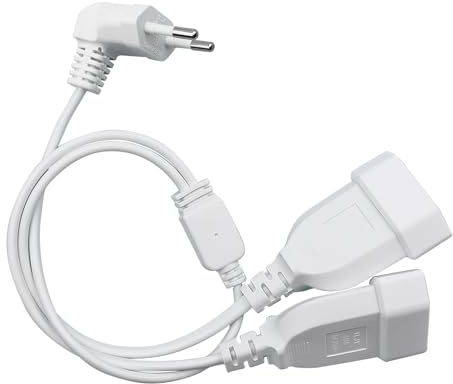 Cavo di Prolunga con Presa Piatta 2 in 1 Cavo di Alimentazione Prolunga Europea 50cm 250 V/2.5 A per TV PC Spina Computer Monitor Beamer Elettrodomestici Lampa