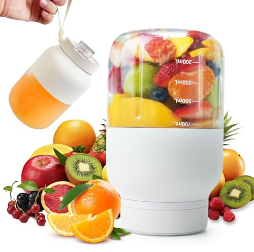 YAPINGJIAYOU Portable blender, 700ml Mini Wireless personal blender, USB Rechargeable, Making Smoothies and Shakes, 18 Blades, Powerful Blending Effect, Compact for Kitchen, Office, Travel, Gym Use