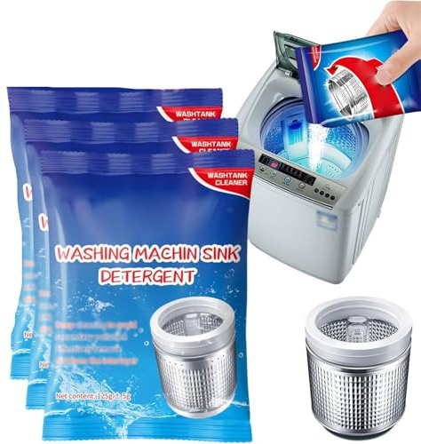 Powerful Stain Remover Washer Tank Cleaner,Powder Washing Machine Cleaner,Heavy Duty Stubborn Stain Cleaner for Top Load and Front Load Washers,Drum,Tub & All Internal Parts (3 Pcs)