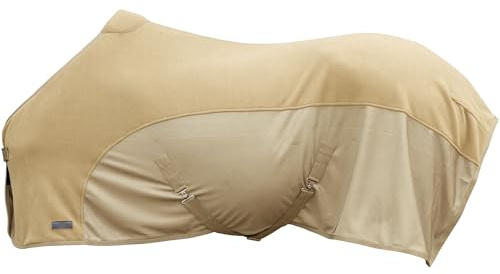Covalliero - Abschwitzdecke FS26 – Pferdedecke mit Brustverschnallung, Kreuzgurten & Schweifriemen – leicht & atmungsaktiv – Transport- & Fliegendecke in Braun (Walnut) – Gr. 165cm
