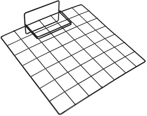 POPETPOP Multifunktionaler Drahtgitter Präsentationsständer 35x35cm aus Eisen Schwarzes Desktop Gitter mit Kleinem Sockel für Verkaufsstände Kunsthandwerk und Fotoaufhängung