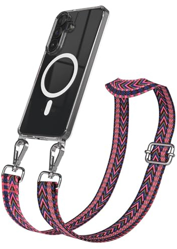 EAZY CASE Handykette - Verstellbares Taschenband kompatibel mit Galaxy S26 Plus, Schulterriemen, Handykordel mit Silikon Hülle, Qi Charging kompatibel, Umhängetasche, Zebra - Schwarz Beige Silber